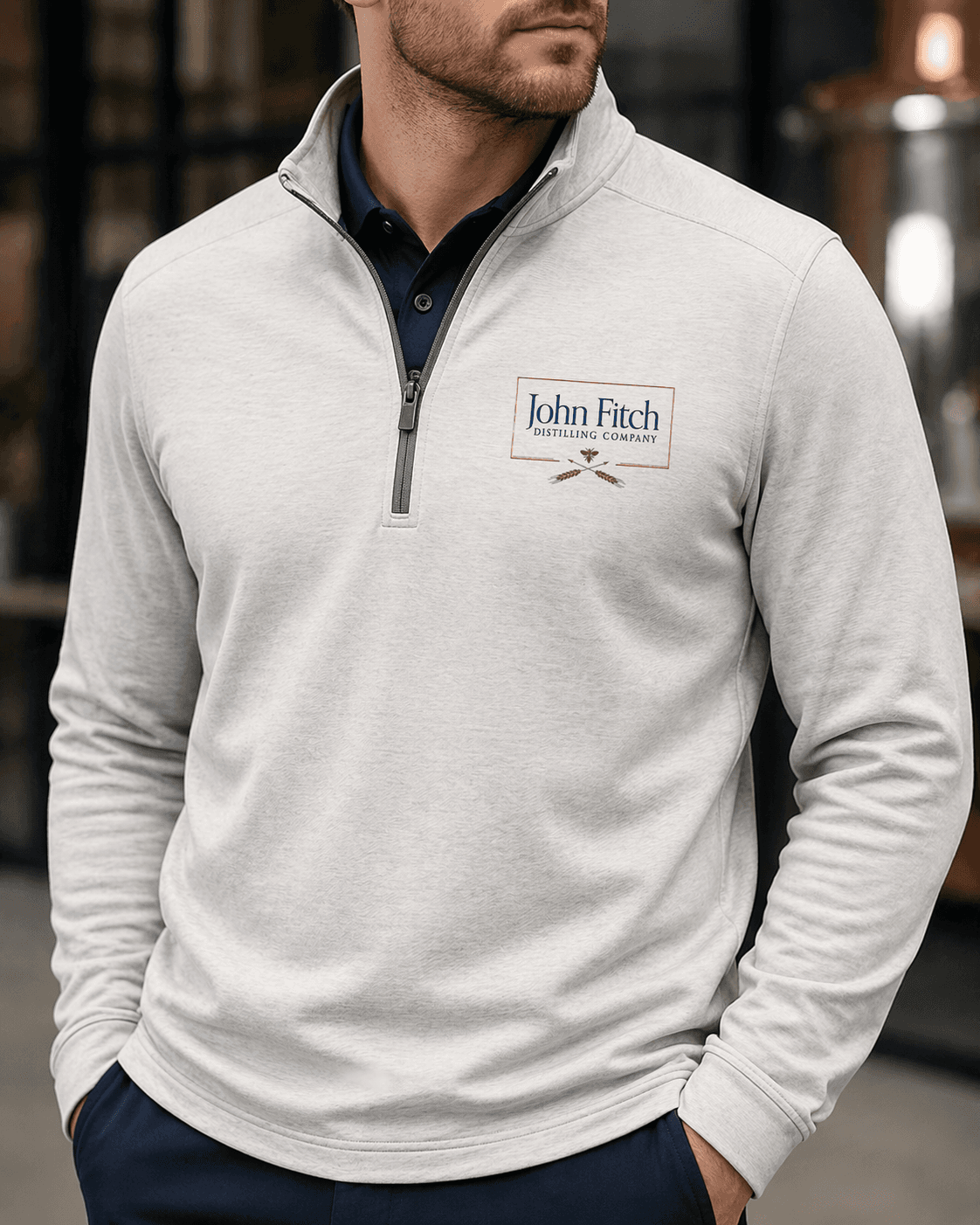 Embroidered Quarter Zip