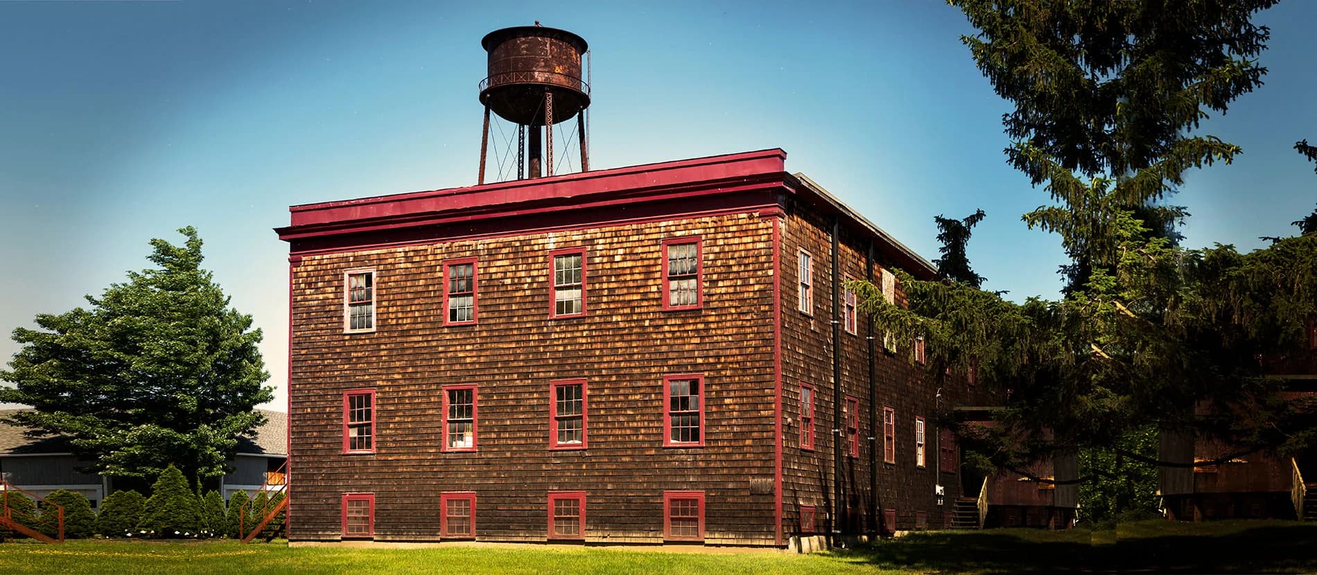 John Fitch distillery water tower at first light
